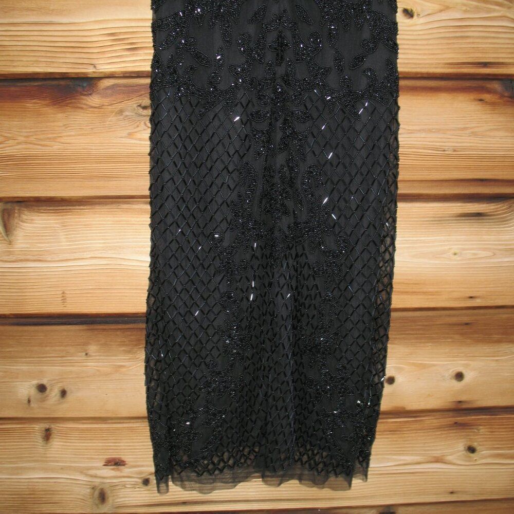 NWT LARA 29225 Black Size 4 Cap Sleeve Beaded Midi Dress - Picture 11 of 14